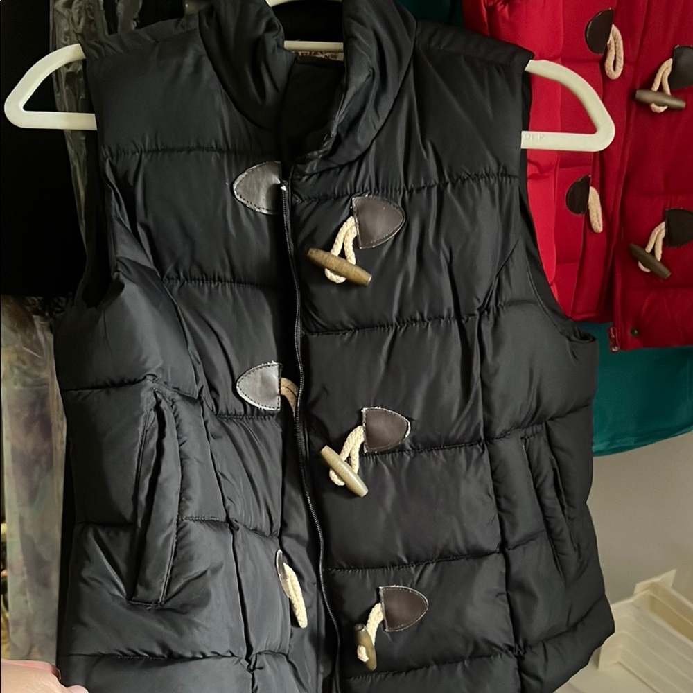 Black Puffer Vest with Toggle Closures